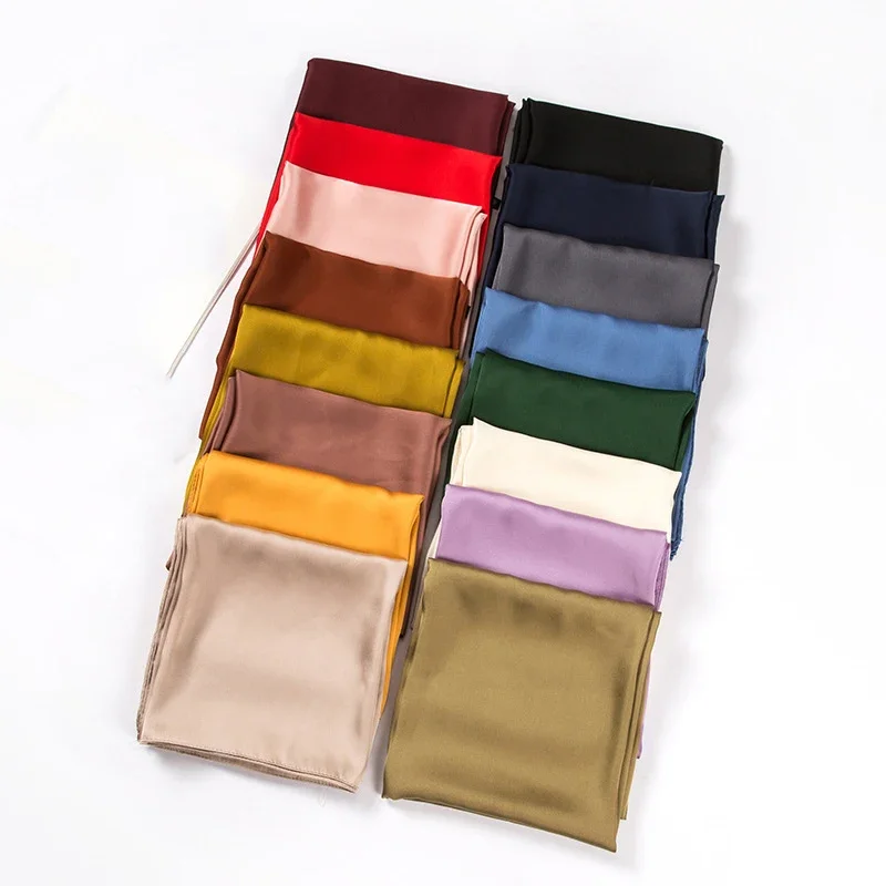 Scarf Silk Square - Satin-Schal für Damen 70cm Einfarbig Glatte