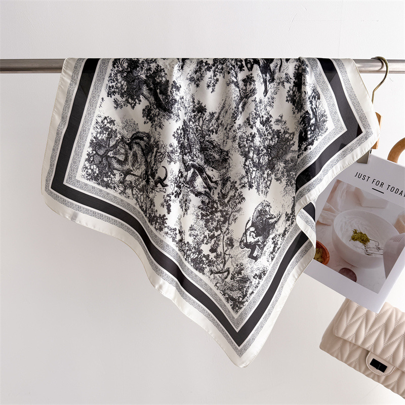 Face Scarf Mask - Luxus Dschungel Bedruckte Schals Damen Seidenschal