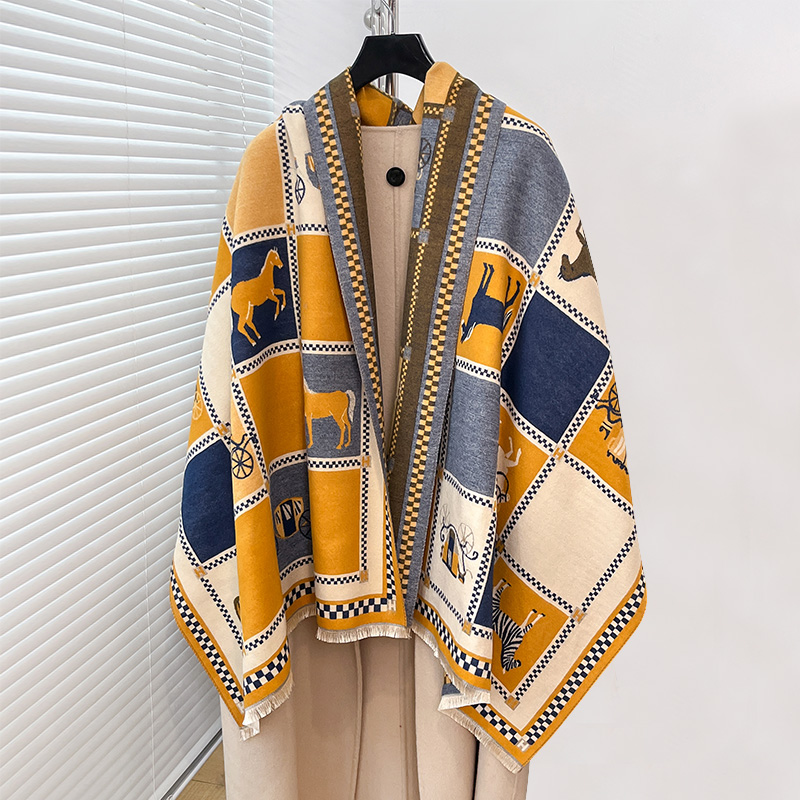 Woven Scarf Blanket - Luxuriöser Warmer Poncho aus Kaschmir, Winter-Damenschal