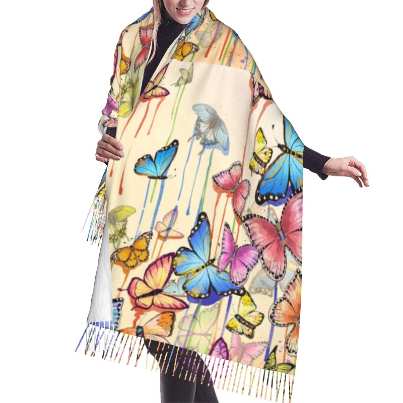 Retro-Schmetterling-Winter-Kas – Woven Scarf Blanket Bewertung und Preis