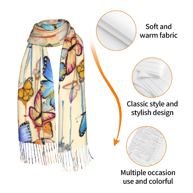 Retro-Schmetterling-Winter-Kas – Woven Scarf Blanket Bewertung und Preis
